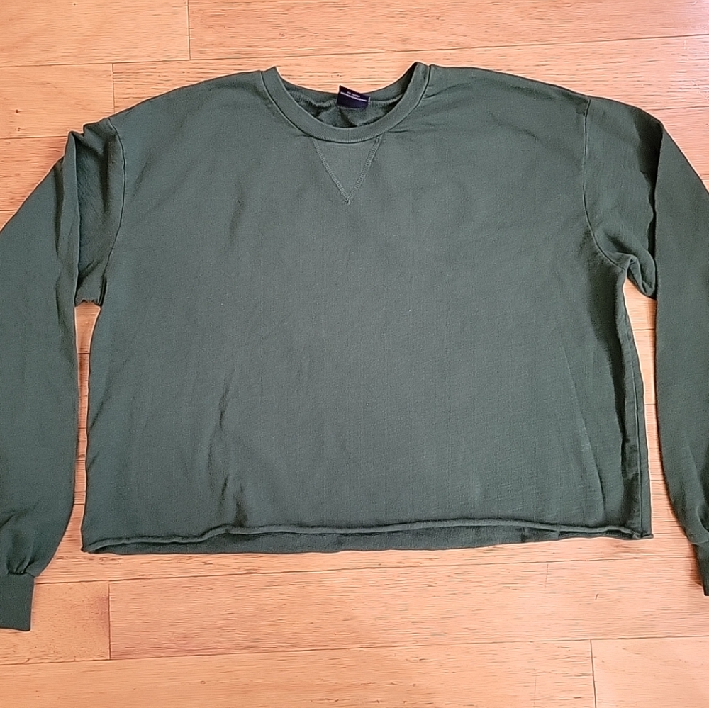 NWOT Womens Size M Long Sl SPIRIT JERSEY Slouchy Fleece Crop Top (Fits Oversize)